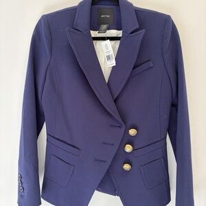 Smythe Deep Navy Structured Blazer with Gold Buttons